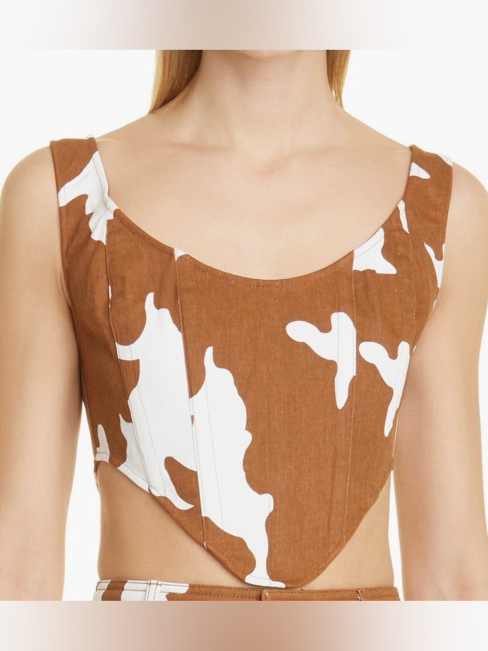 BY.DYLN Marley Cow Print Corset Crop Top size S